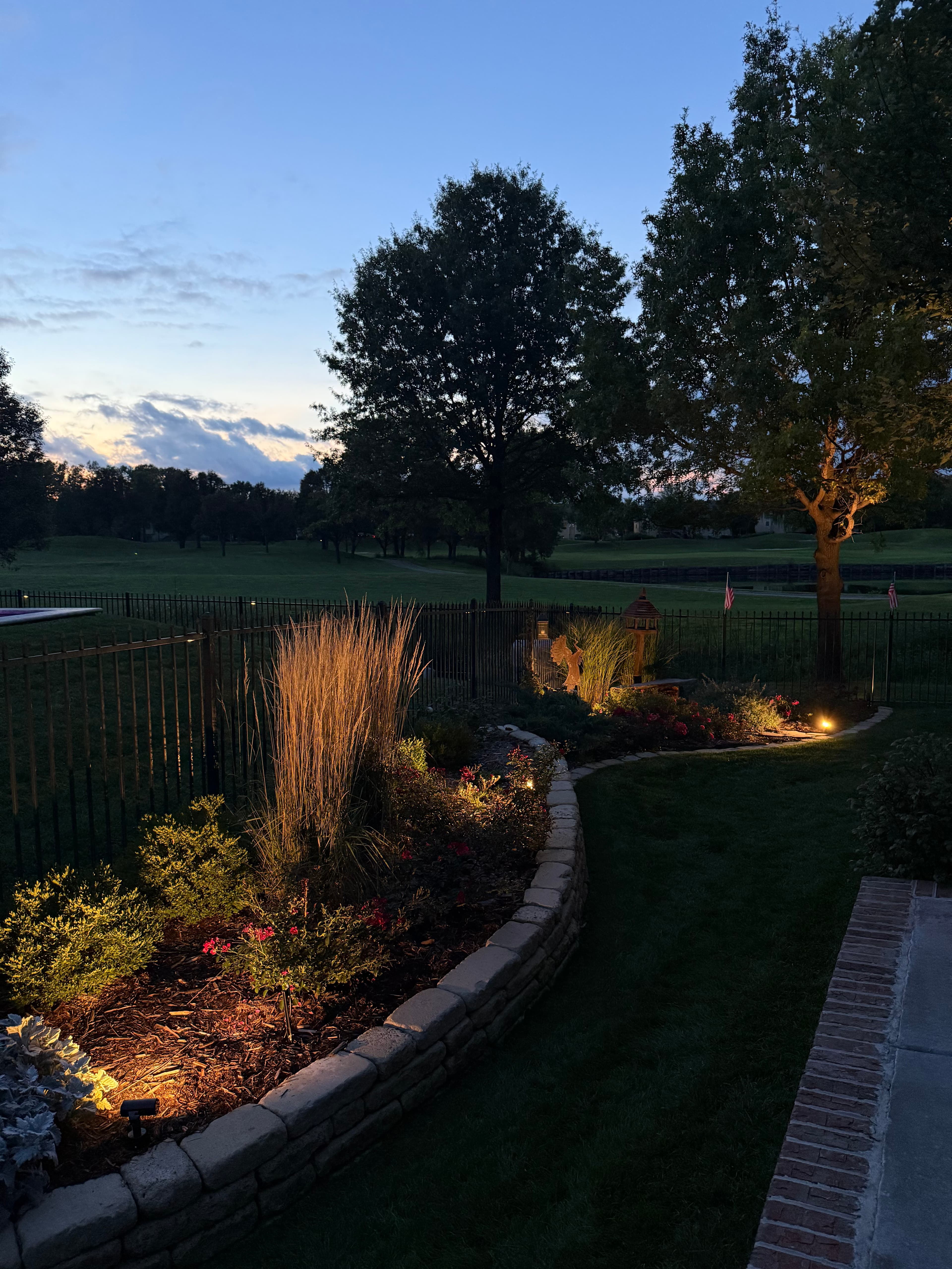 Patio area with ambient lighting
