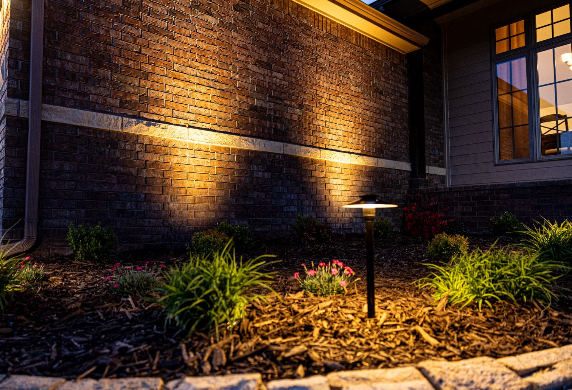 Path lighting leading to entrance