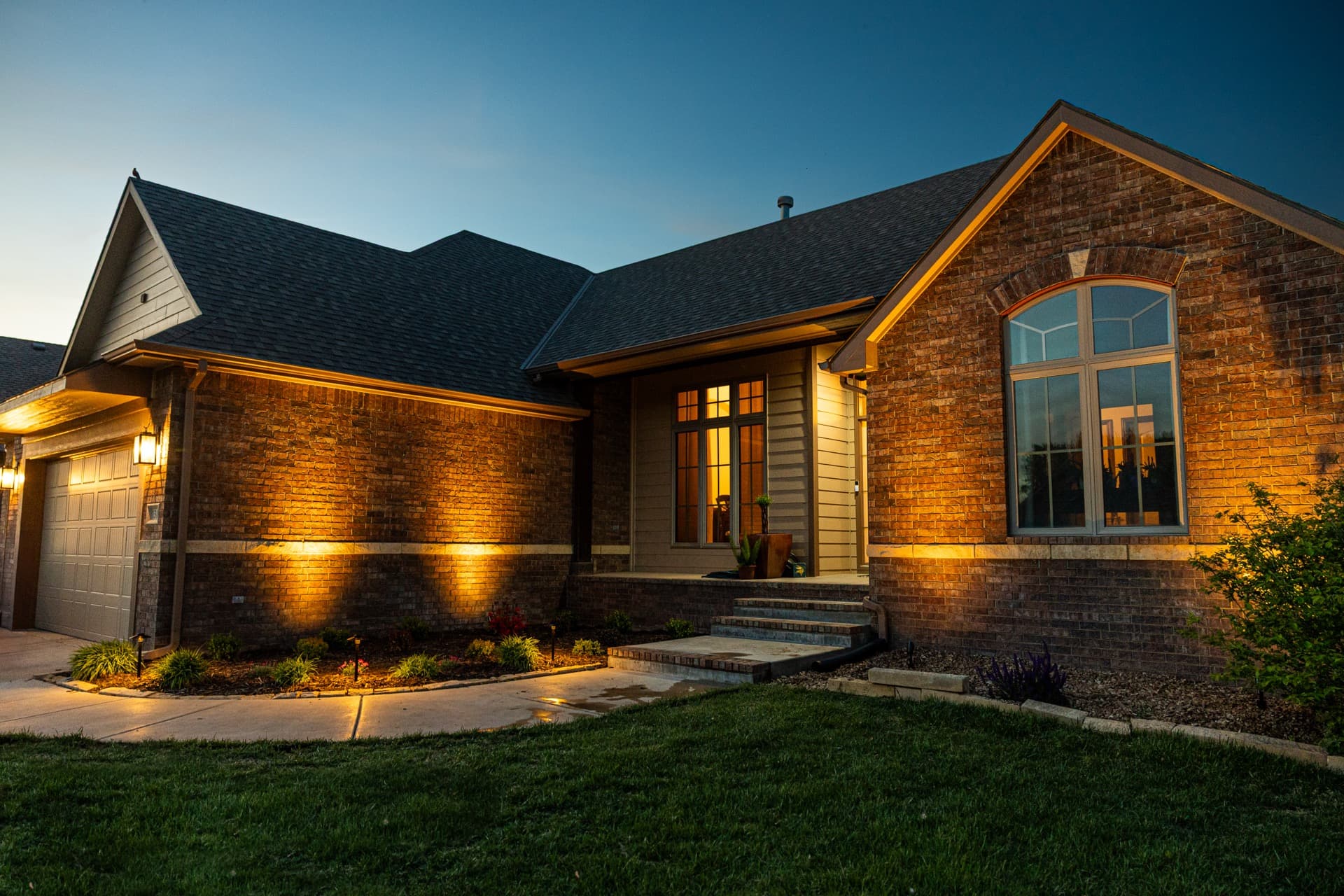 Architectural lighting highlighting home features